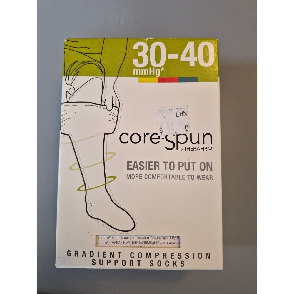 Core-Spun Gradient Compression Support Socks 30-40mmHg White Size Medium NEW